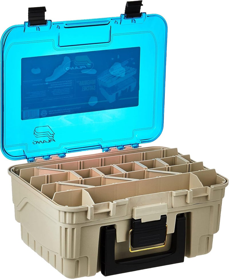 PLANO 1349-00 Two Level Magnum 3449 Tackle Box, Sandstone/Blue, One Size - Image 2
